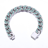 Flache kubanische Kette aus Edelstahl und Silber mit Zirkon