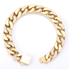 Flache kubanische Goldkette aus Edelstahl mit 5A-Zirkon