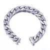 Flache kubanische Kette aus Edelstahl und Silber mit 5A-Zirkon