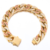 Flache kubanische Kette aus Edelstahl und Gold mit zweifarbigem Zirkon