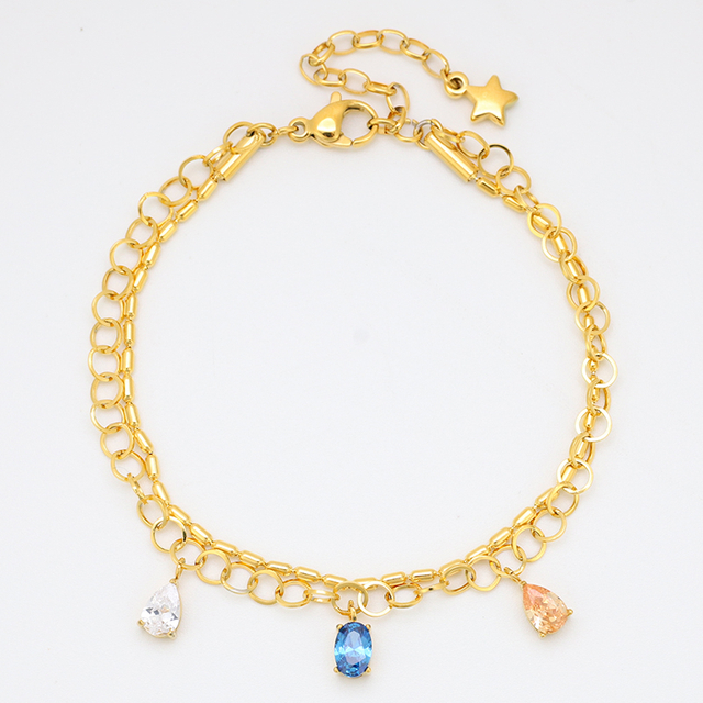 Doppellagiges Anhängerarmband aus Edelstahl mit 5A-Zirkon