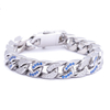 Flache kubanische Kette aus Edelstahl und Silber mit zweifarbigem Zirkon