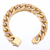 Flache kubanische Kette aus Edelstahl und Gold mit zweifarbigem Zirkon