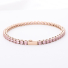 Edelstahl-Tenniskette aus Roségold mit rosa CZ