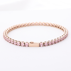 Edelstahl-Tenniskette aus Roségold mit rosa CZ