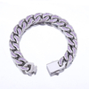 Flache kubanische Kette aus Edelstahl und Silber mit Zirkon