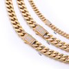 Kubanische Kette aus Edelstahl IP 18 Karat Gold mit CZ-Bogenverschluss