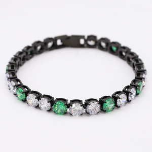 Schwarze Tenniskette aus Edelstahl mit PVD-Beschichtung und buntem CZ