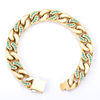 Flache kubanische Edelstahlkette aus Gold mit 5A-Zirkon