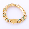 Flache kubanische Kette aus Edelstahl und Gold mit zweifarbigem Zirkon