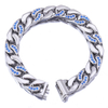 Flache kubanische Kette aus Edelstahl und Silber mit 5A-Zirkon