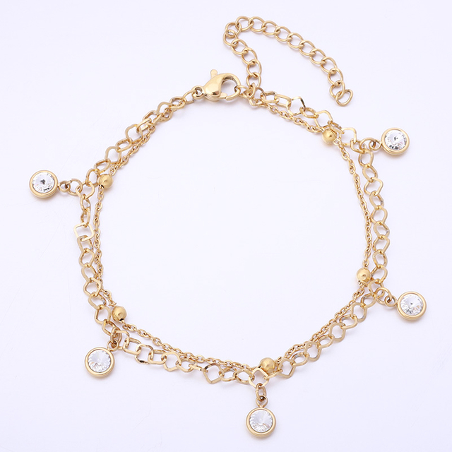 Mehrsträngiges Armband mit runden Strasssteinen aus Edelstahl und Swarovski