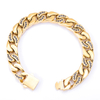 Flache kubanische Edelstahlkette aus Gold mit 5A-Zirkon