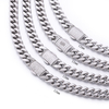 Silberfarbene kubanische Edelstahlkette mit 5A CZ-Bogenverschluss