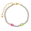 Verstellbares Tennis-Anhängerarmband aus Edelstahl mit 5A-Zirkon