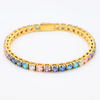 Edelstahl-PVD-18-Karat-Gold-Tenniskette mit buntem Zirkon