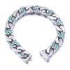 Flache kubanische Kette aus Edelstahl und Silber mit 5A-Zirkon