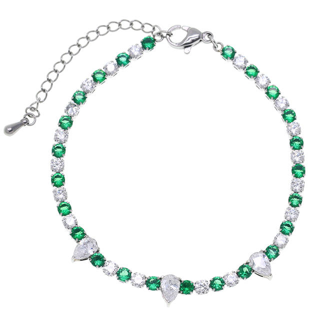 Verstellbares Tennisarmband aus Edelstahl mit birnenförmigem 5A-Zirkon