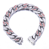 Flache kubanische Kette aus Edelstahl und Silber mit 5A-Zirkon