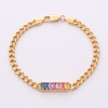 Kubanisches Kettenarmband aus Edelstahl mit buntem rechteckigem Zirkon