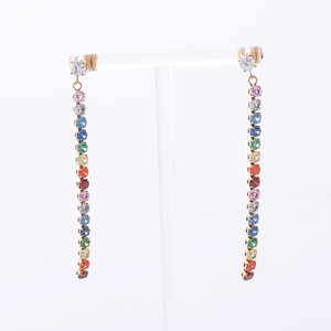 Regenbogen-Ohrstecker aus Edelstahl mit langem Stab und 5A-Zirkon