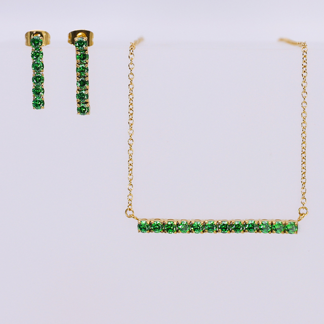 Edelstahl-Baguette-Stab-Schmuckset mit 5A-Zirkon