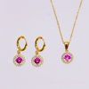 Edelstahl-Mikroeinsatz-Edelstein-Schmuckset mit 5A-Zirkon