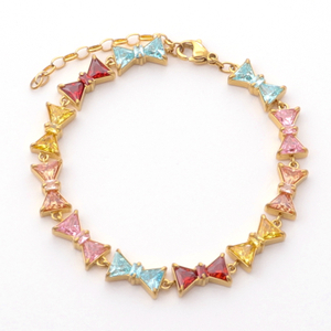 Edelstahl-Bogenarmband mit dreieckigem 5A-Zirkon 