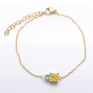 Baguette-Edelsteinarmband aus Edelstahl mit 5A-Zirkon